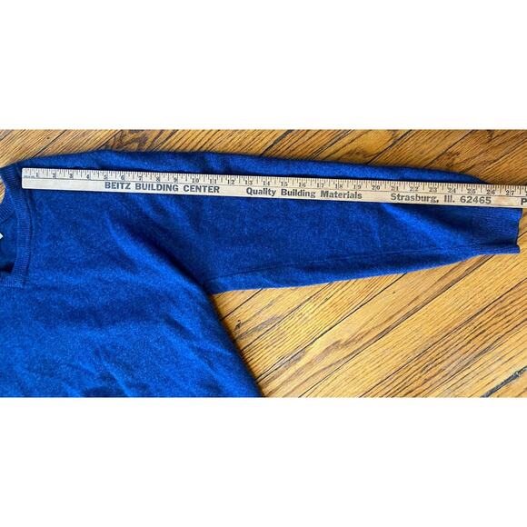 L L Bean Lambswool Sweater V Neck Mens Large Blue - Picture 8 of 10